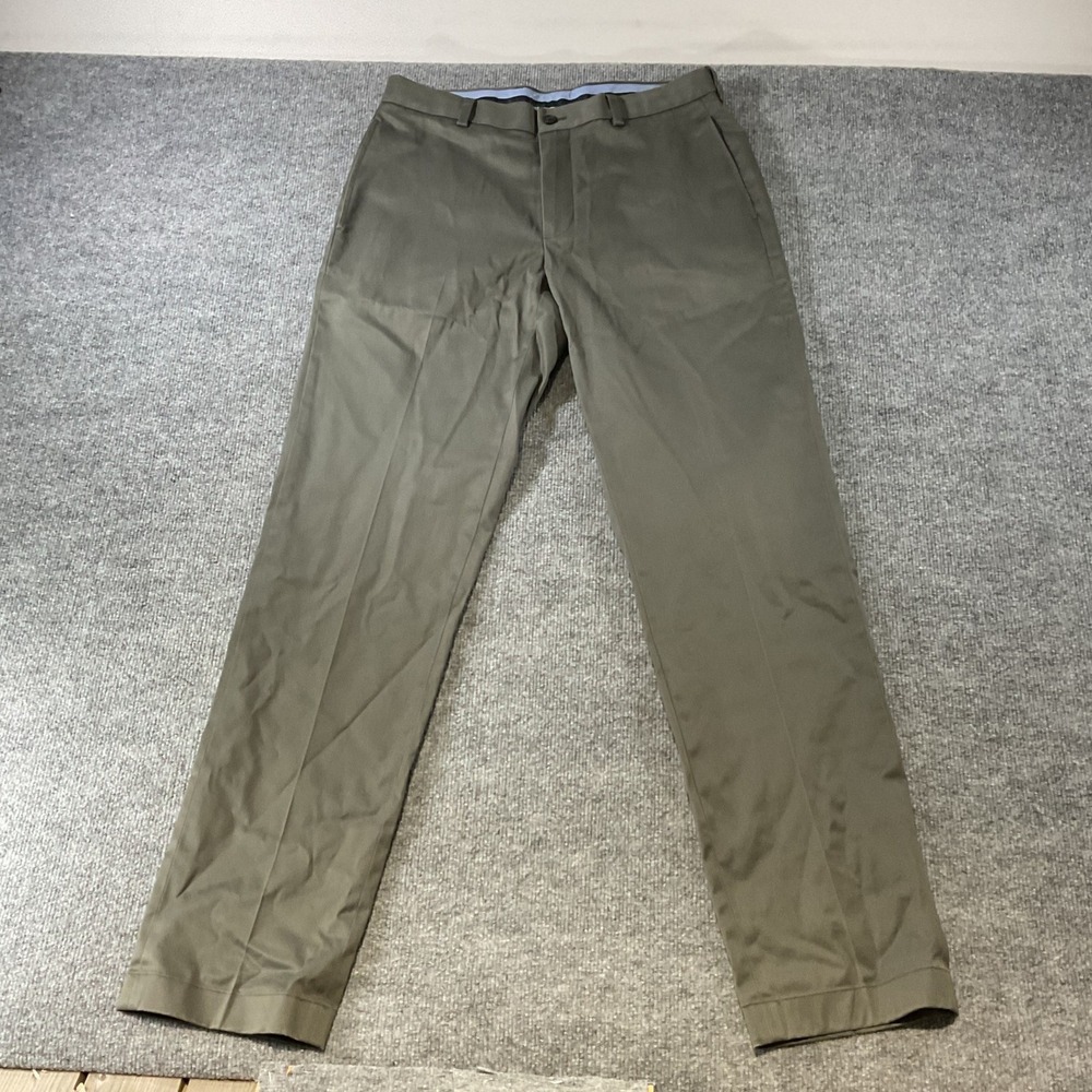 Brooks Brothers Mens Clark Fit Advantage Chino Stretch Olive Green Pants 33x34